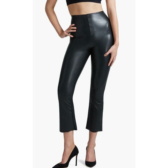 Commando women’s black Faux Leather Flare Crop legging size small slimming - Picture 2 of 12
